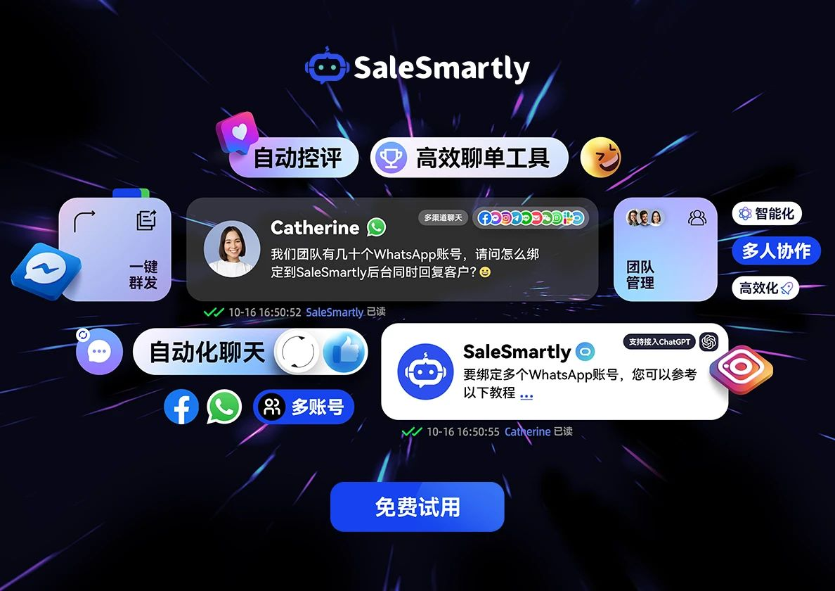 SaleSmartly全渠道私域沟通工具,一站式管理海外社媒账号消息